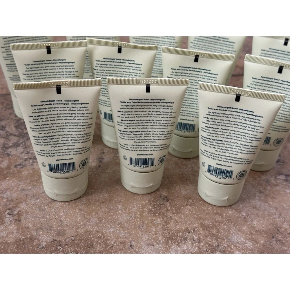 12Pc - Pipette BABY FULL BODY LOTION Fragrance Free Clean Non Toxic 1.69 fl.oz E
